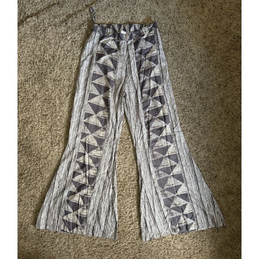 EARTHBOUND Geometric Pants Flare Bell Bottom Elastic Waist Boho Festival 28x29 M